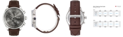 BOSS Hugo Boss Men's Chronograph Grand Prix Brown Leather Strap Watch 44mm 1513476